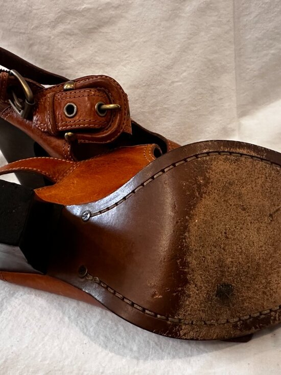 FRYE Amy Sling Back Brown Leather Vintage Size 9 - Picture 5 of 7